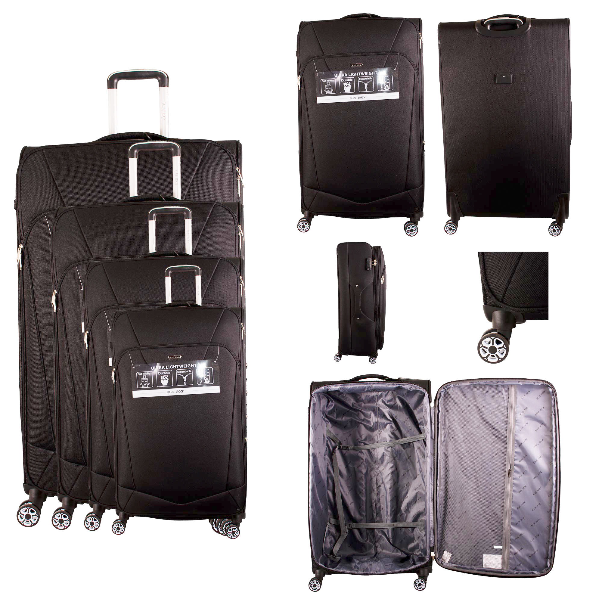 (image for) T-SC-02 BLACK SET OF 4 TRAVEL TROLLEY SUITCASES